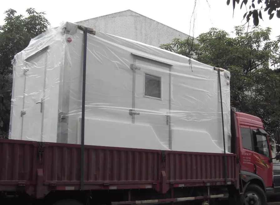 Fiberglass telecom shelter . 