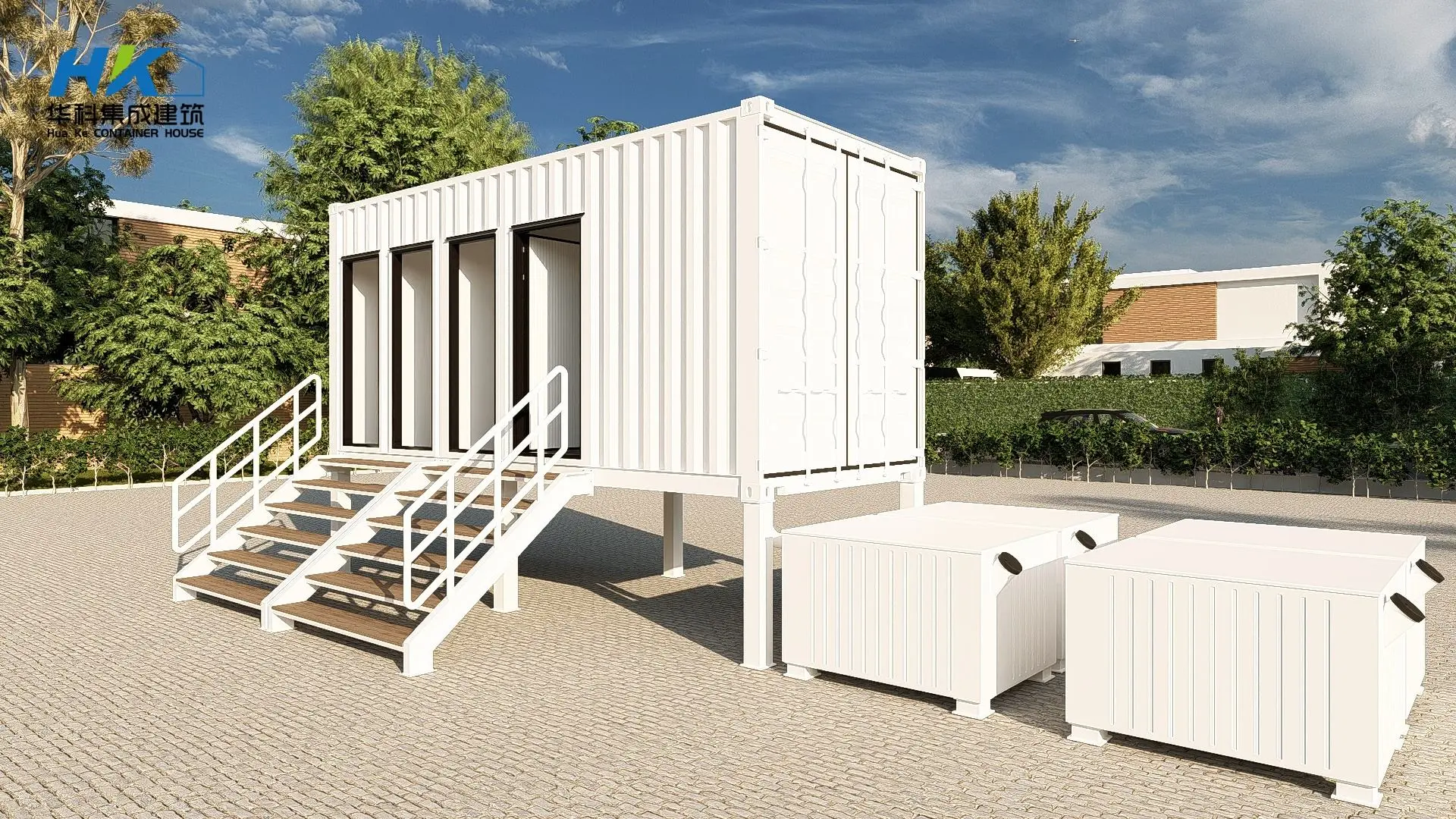 20ft real container Toilet, three standard and one urinal toilet,