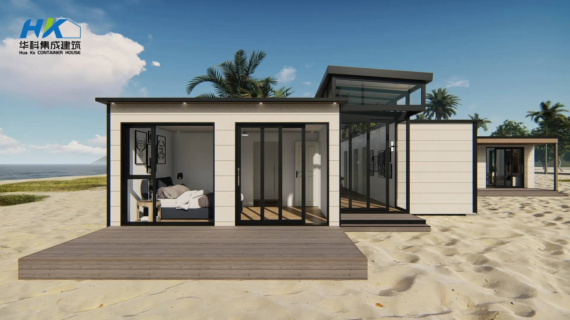 Luxury 3 Bedrooms 40HQ Shipping Container Prefab Modular Villas with Granny house