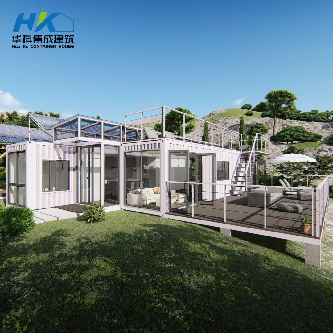 Well-designed U Shaped Container Home Plans - Modern luxury two bedrooms container house powered by solar panel .  – HK prefab