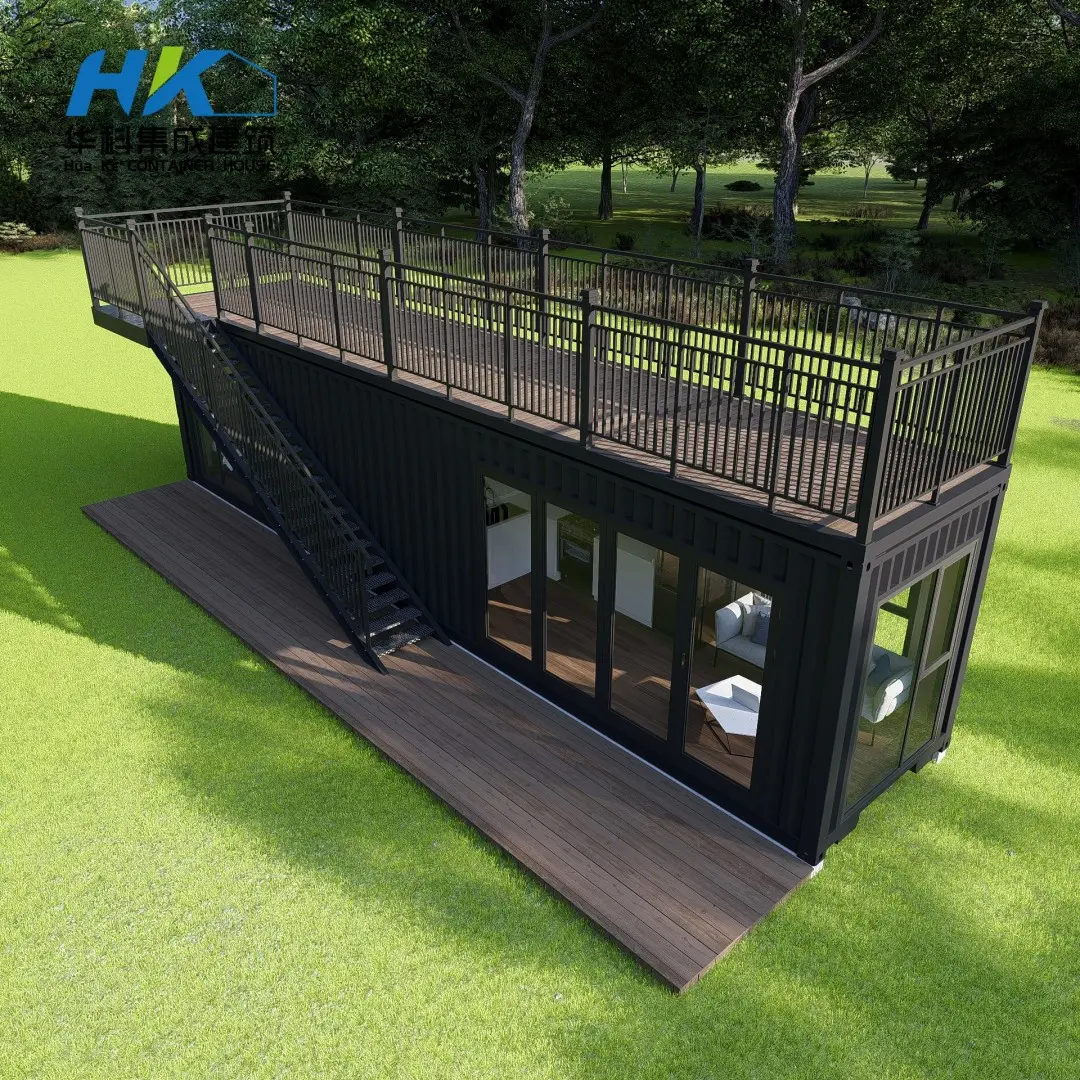 40ft luxury single bedroom shipping prefab modular container house with upper deck